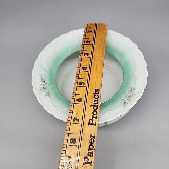 Vintage Germany Porcelain China Flower Decorated Spittoon 1/966 Green White - Picture 5 of 6